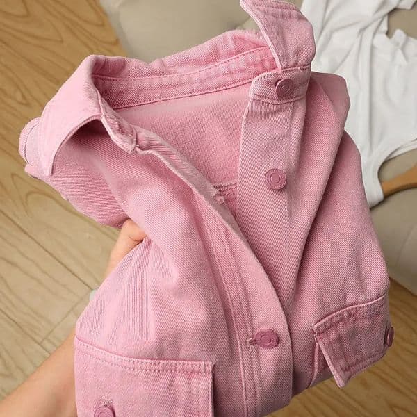 Women Pink Jeans Jacket Oversized Korean Style Single Breasted Chic Denim Coats Spring Autumn Cowboy Jackets Outwear 250825BJ