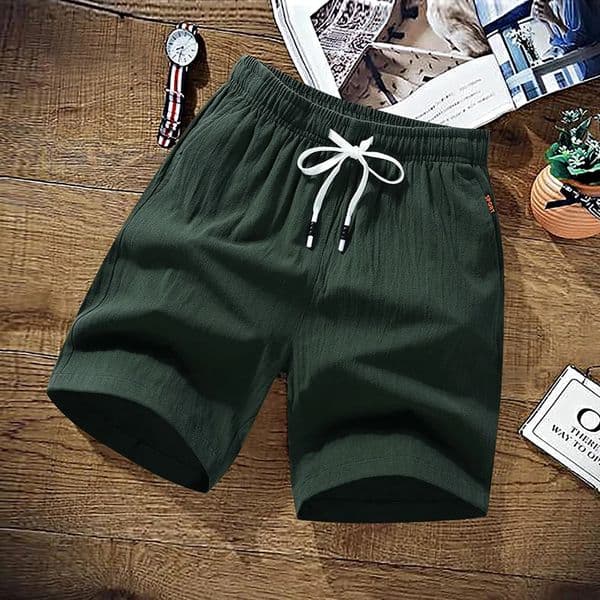 Summer Shorts Men Solid Casual 100% Cotton Cargo Beach Linen Boardshort Asia Size M9XL 250825BJ