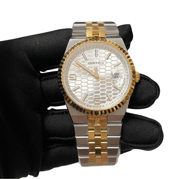 ST9 40MM Sapphire Glass Automatic Land Tow Tone Gold Mechanical Mens Watches Durable Sturdy Stainless Steel White Arabic Number Wristwatches