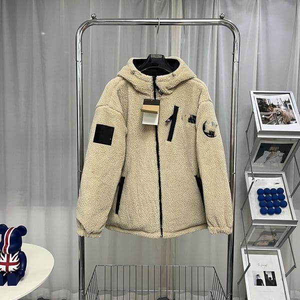 Mens Designer Double sided couple stand collar lamb wool jacket embroidered for both men and women