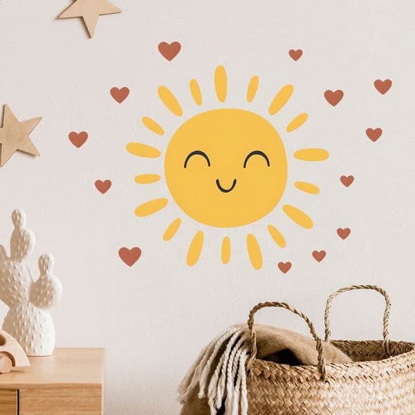 1Pc Cartoon Cute Smile Sun Wall Stickers for Kids Room Decals Living Furniture Baby Decor Bedroom Decoration 250826