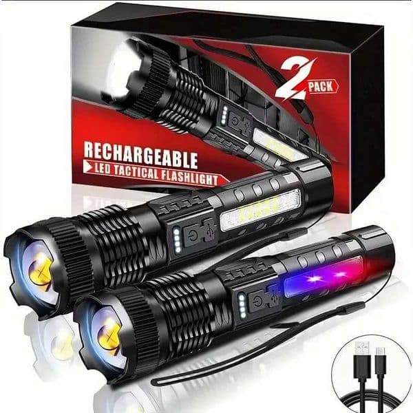 High Power LED Flashlights Very Strong Tactical Torch 6 Modes Rechargeable Camping Fishing Emergency Zoom Lantern Y250826