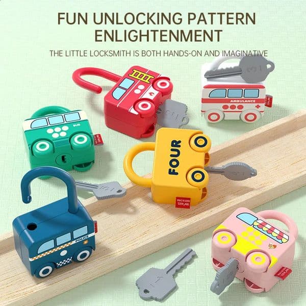 3 PCS Fun Puzzle CHILDRENS Matching Lock Toy Car Shape Key Intelligence Development Toddler Ring Buckle Unlock Cognition 250826BJ