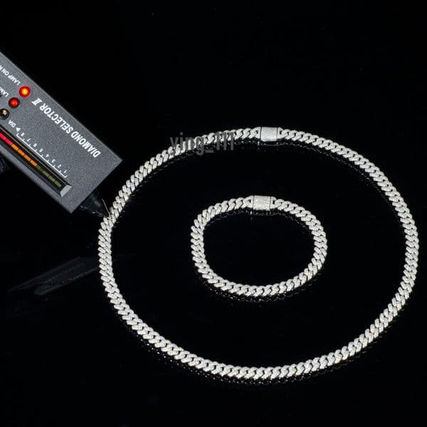 6mm Width Pass Diamond Tester Custom Cuban Chain 925 Sterling Silver d Color Round Cut Moissanite Cuban Link Chain Necklace