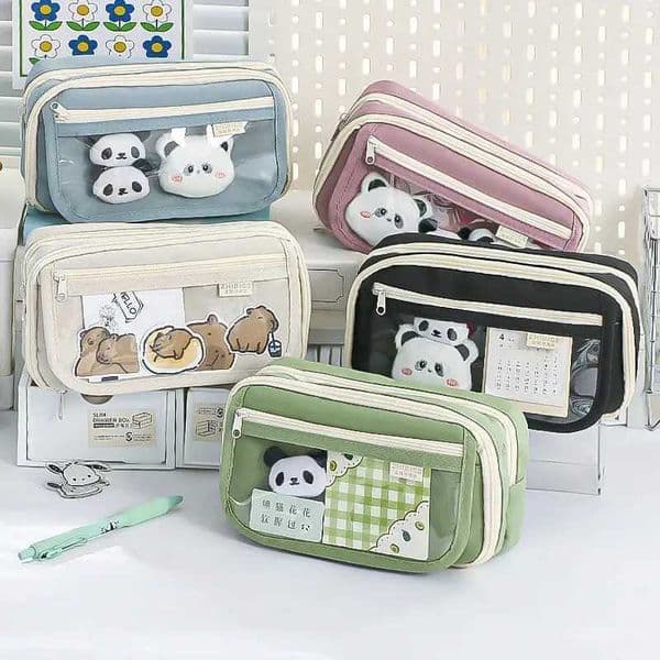 9-Layer Large Capacity Pencil Case with Transparent Compartment and Magnetic Button Flip for Retrieval XJ250808