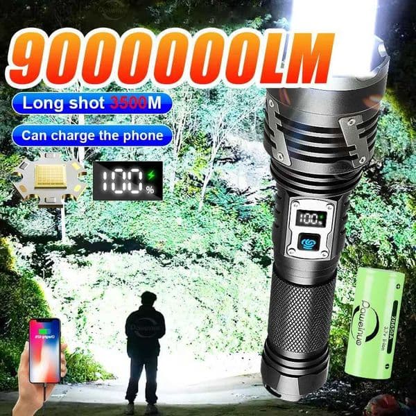 NEV 9000000LM Ultra Bright LED Flashlight 3500M Rechargeable Tactical Torch Waterproof Portable Lamp Outdoor Lights For Camping Y250826