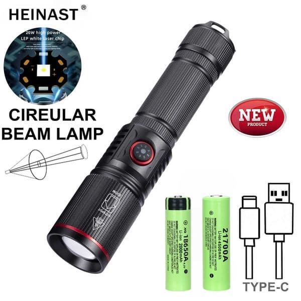 High Strong Power Flashlight Led Portable Rechargeable Zoom Flashlight Builtin Battery USB Rechargeable Outdoor Camping Torch Y250826