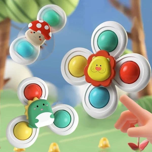 3PCS Suction Cup Rotating Toy for Baby Handeye Coordination Educational Training Bath Travel toy Birthday Christmas Gift 250826BJ