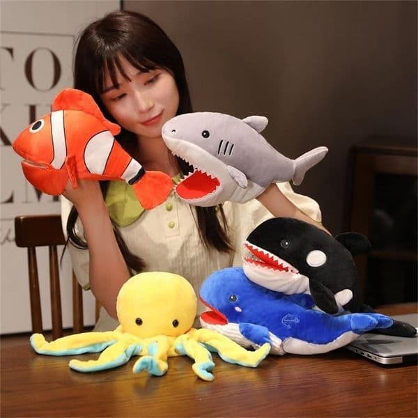 Stuffed Plush Animals Toys Hand Finger Story Puppet Kawaii Dolls Educational Toys Octopus Clown Fish Birthday Gift 250825BJ