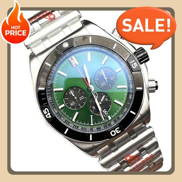 Toptime Luxury Watches Men Japan Chronomat Movement 1884 Black White 46mm Case Rubber Strap Waterproof Wristwatch Designer Watch All Dial Work Montre De Luxe