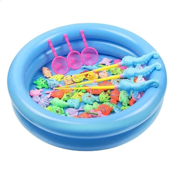 Inflatable fish pond childrens magnetic fishing toy pool kindergarten puzzle parentchild game multiplayer collaboration 250826BANJIA