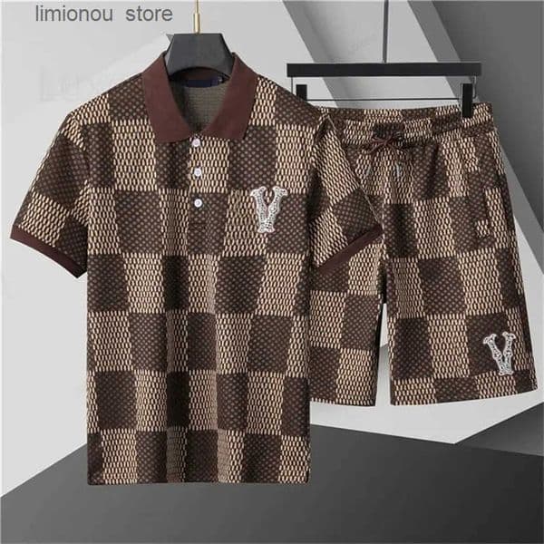 Mens Beach Outfit Embroidered Shirt Shorts Set - Summer Seaside Holiday Style Z250825