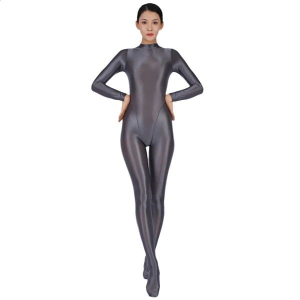 Sexy Women Yoga Shaper Tight Wear Oil Glossy Shiny Elastic Bodysuit Sheer See Through Rompers Jumpsuits Candy Color 250826BJ
