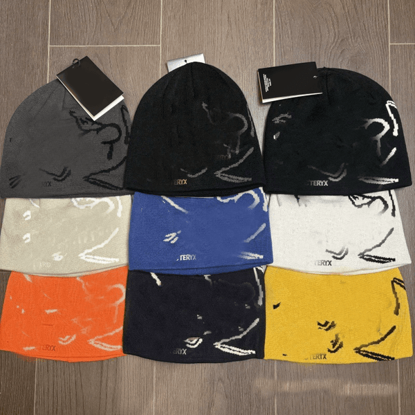 Color Block Letter Beanie Wool Knitted Hats Autumn Winter Skull Caps Versatile Street Fashion Hip Hop Beanies