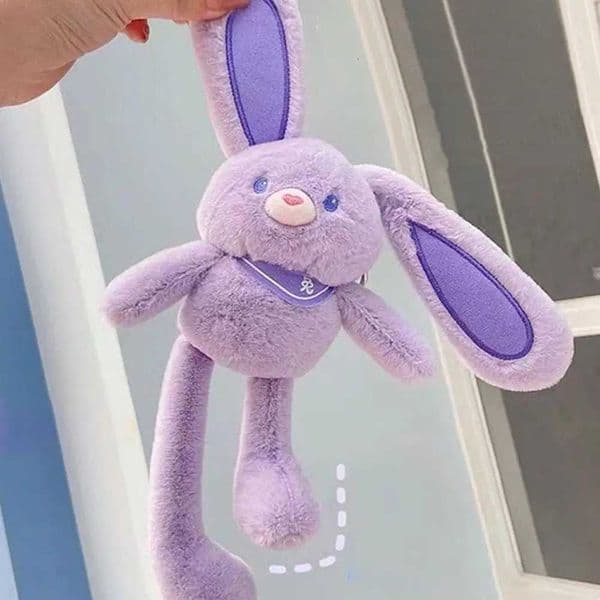Pulling Rabbit Plush Doll Keychain Soft Stuffed Toys Plush Bunny Rabbit With Pulling Ears Car Keychains Schoolbag Pendant X250826