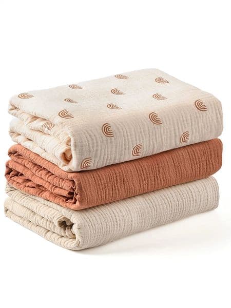 3PCSset Soft Breathable born Baby Receiving Blanket Muslin Swaddle Blankets 250826