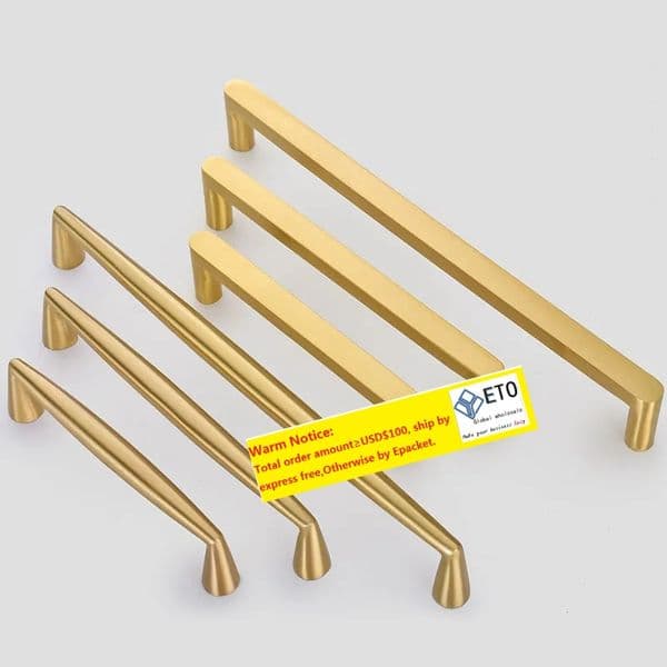 Modern Cabinet Handles Solid Brass Drawer Wardrobe Door Handle Gold Furniture Kitchen Cabinets Pull Handles Home Accessories LL
