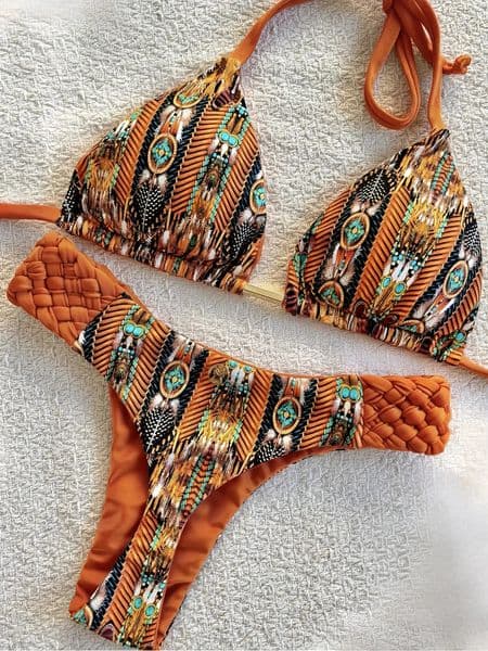 RUOTONSEPT Print Halter Mini Thong High Cut Bikini Female Swimsuit Women Swimwear Two-pieces Bikini set Bather Bathing Suit Swim 260206BJ