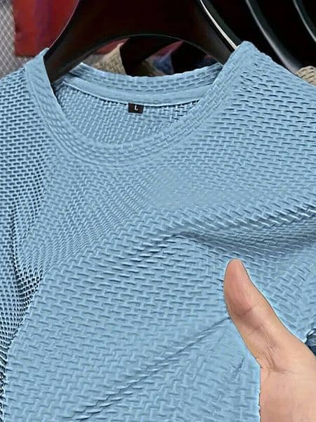 Summer ice silk roundneck mens shortsleeved Tshirt clothing top 250826BANJIA