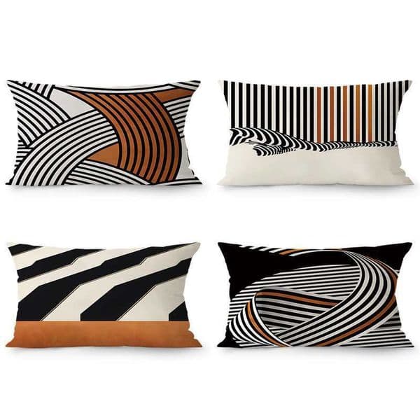 Nordic minimalist orange abstract rectangular pillow, home sofa, living room model room, suede waist pillowcase, pillow cushion