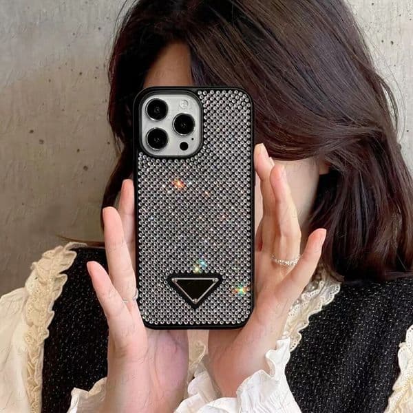 Luxury Bling Glitter Tri-angle Phone Case for Phone Air Pro Rhinestone Plastic Clear Diamond Decoration Back Shell Anti-knock Cover R251211
