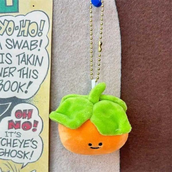 4leaf Clover Persimmon Plush Keychain Cute Fruit Stuffed Doll for Backpack Sweet Girl Gift Bag Charm Ornament X250826