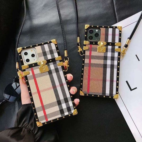 iPhone 16 Square Fashion Unisex Phone Case 12 Leather Crossbody Compatible X260323