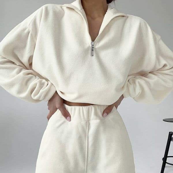 Fashion Women Sport 2piece Set Casual Longsleeve Halfhigh Lapel Zipper Hoodie Pocket Trousers Loose Suit Lady Pants Outfits 250826BJ