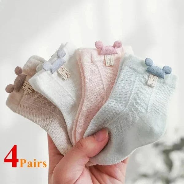 4PairsLot Summer Baby Mesh Thin Socks Cartoon Soft Cotton born Sock Princess Infant Toddler Girls Cute Breathable 250826BANJIA