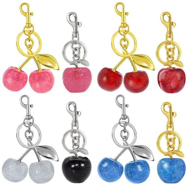 2025 Luxury Fruit Keychain For Womens Cherry Bag Charm Brand Designer Key Ring Womens Bag Pendant Flower Letters Buckle Car Keychains Handmade Key