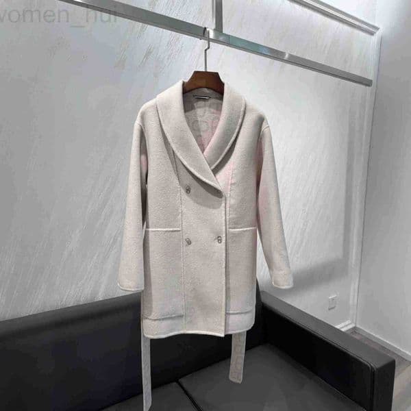 Women's Trench Coats designer 2025 Autumn Winter New Pig Nose Hole Cashmere Coat Yarn-Dyed Craft Correct Version Jacket 2ELU