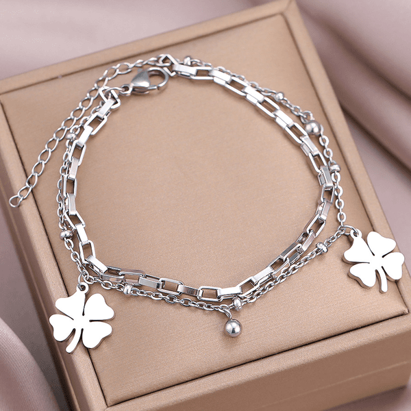 Designer Bracelet Luxury Bangle Jewelry Jewellery Palace Style Double Layer Fashion Titanium Steel Fade Resistant Adjustable Bracelet for Girls Elegant