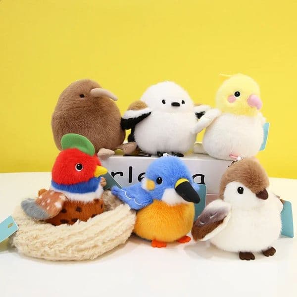 11cm Lovely Cockatiel Tit Kiwi Bird Doll Bag Pendant Cute Simulated Parrot Kingfisher Bird Plushies Cute Lifelike Bird Sparrow 250828BJ