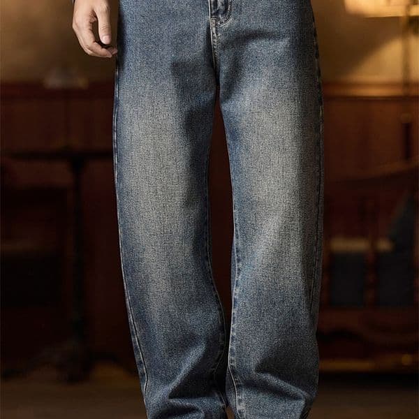 Mens Elastic Waist Jeans Relaxed Fit Mens Blue Jeans with Elastic Waist with Zipper and Button 250828