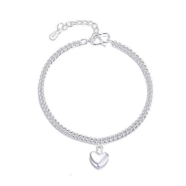 Sterling Silver Color Bracelets for Women Classic Heart Charm Hand Chain Link Original Fashion Jewelry With Stamp W250828
