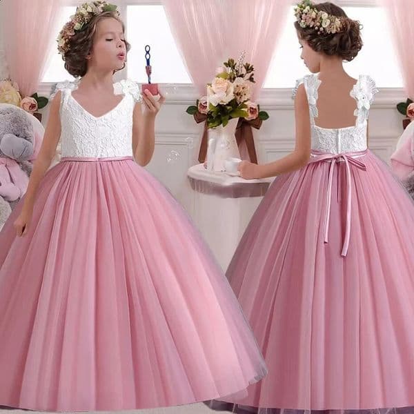 Flower summer Lace Princess Dress fluffy elegant evening dress birthday party princess dress 012 year old 250827BJ