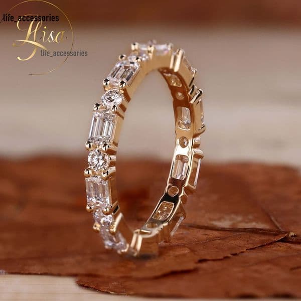 GIA IGI Certified 1.41CT 925 Sterling Silver Wedding Ring High Quality Yellow Gold Lab Made Diamond Band Ring Women Jewelry
