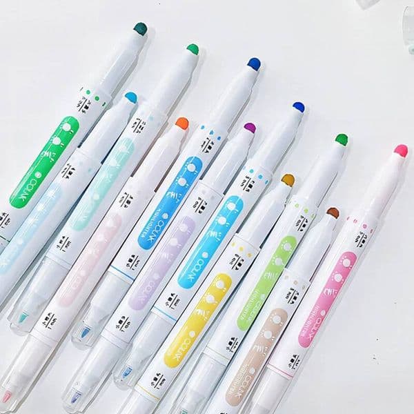 6 colours/box pen dot dual tip watercolour paint student handbook writing art brush highlighter suitable for students i1
