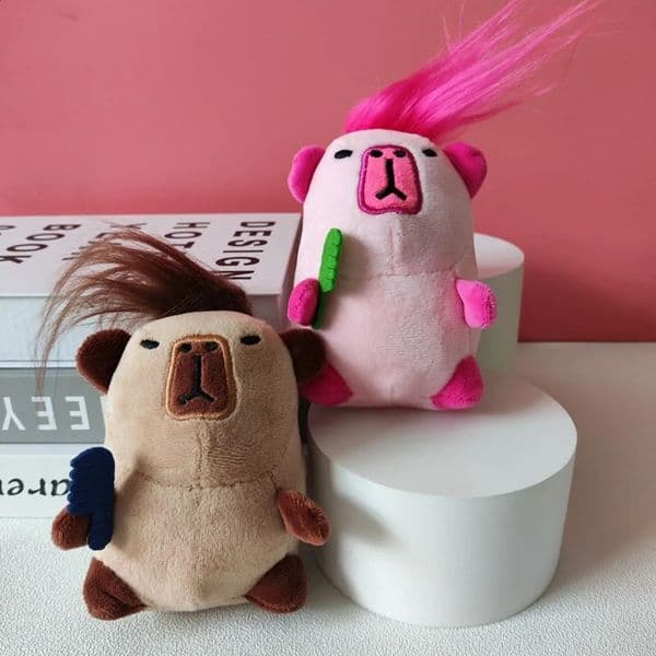 Creative Cute Stuffed Capybara Keychain Longhaired Capybara Doll Pendant Matte Texture Bag Pendant Capybara Worm Doll Pendant250827BJ