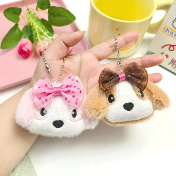 Cute Plushie Puppy Keychains Cartoon Dog Bag Charm Lovely Accessories for Women Kawaii Plush Animal Pendant Gift Key Chain 250828BJ