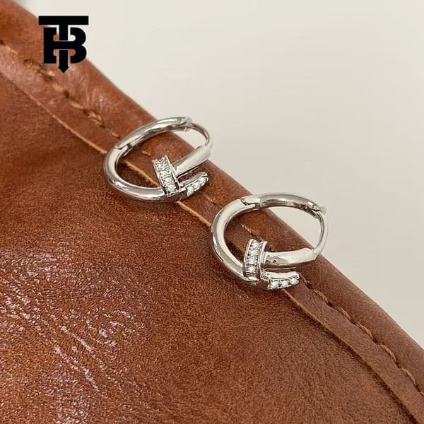 Free Shipping For New Designer Accessories Fashion Simple Micro Inlaid Round Rose Gold Hot-selling Nail Shape American Style Women's Earrings