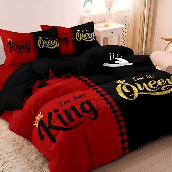 King Queens Crown 3D Printed Quilt cover All season Soft Bedding Cover case Luxury Home Textiles Duvet Cover sets T250827