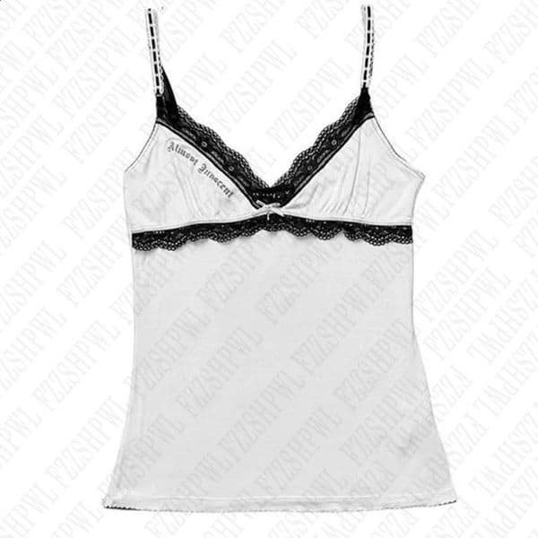 Lace trim decoration hip hop letter pattern suspenders fashion Harajuku Y2K crop top aesthetic retro grunge punk sexy womens top 250828BJ