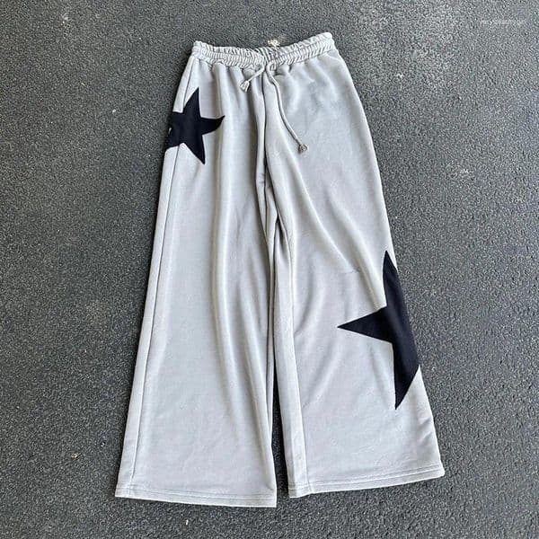 Men's Pants 2025 High Street Style American Sports Casual Trousers Five-pointed Star Patch Loose