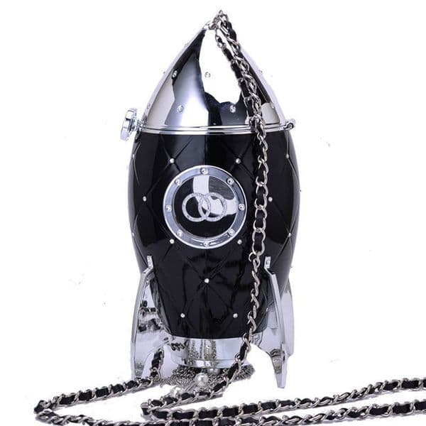 Women Classic Party Fringed double-C Acrylic Rocket Shape Bag Pouch elegant Lady Evening bags Shoulder Tote Chains Storage Box with Tassel