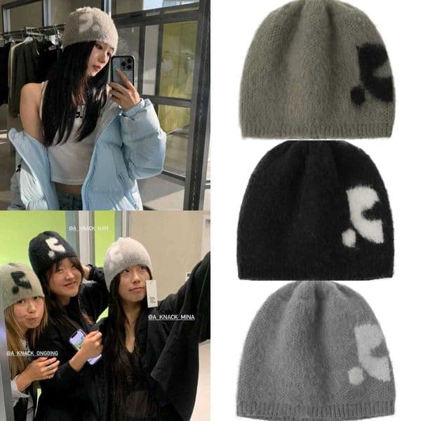 Correct Korea Restand Recreation Jacquard Mohair Yarn Knitted Hat for Women RR Cold Hat L250827