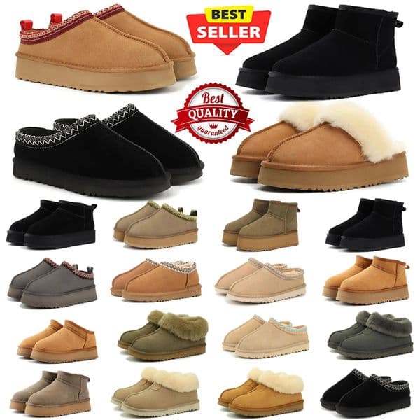 Tazz Slippers tasman fur slides classic ultra mini platform boot Suede Shearling Slipper men women shoes Ankle mules winter designer bootieswith box 36-44