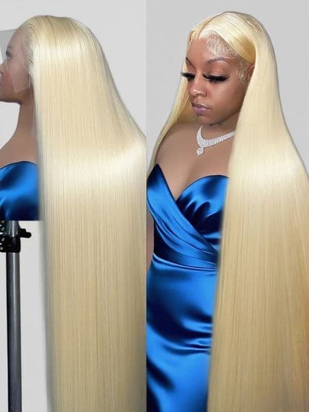 Hd Lace woman Wig 613 Honey Blonde Hd Lace High 13X6 Human Hair Gluelesss 40 Inch Brazilian Remy Bone Straight 13X4 Frontal Wig For Women 250 Density Ready To Wear Curly
