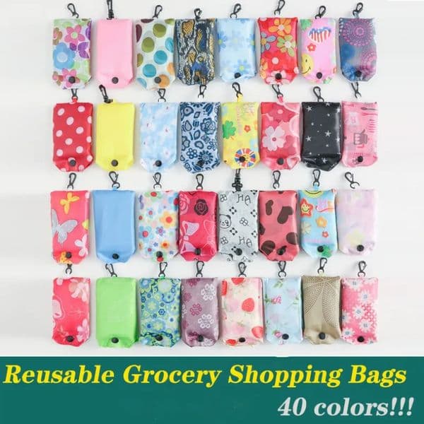 Reusable Grocery Shopping Bags Foldable Grocery Bags Folding Shopping Tote Bag Fits in Pocket Eco Friendly Washable Durable and Lightweight Z 8.7-9