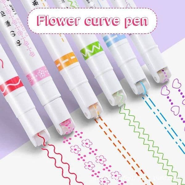 1/3/6/12Pcs Kawaii Colored Markers Flower Line Shape Highlighter Pen Writing Marker Pens for Art Drawing Doodling Marking i1